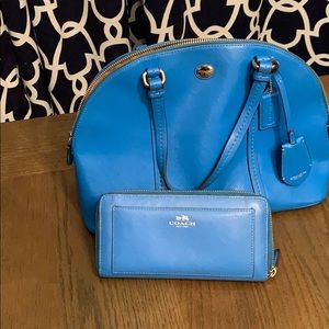 Coach Blue Satchel and Wallet set